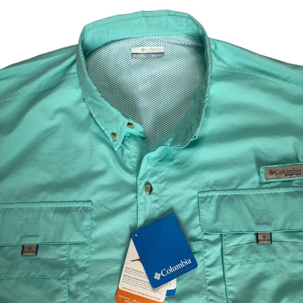 Columbia PFG Shirt Mens 2XL Lite Green Fishing Vented Omni-Shade NWT